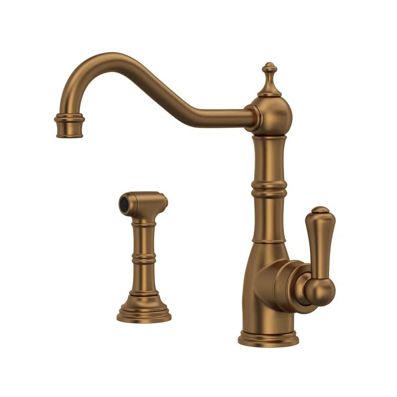 Contemporary Bronze Deck Mounted Kitchen Faucet with Side Spray