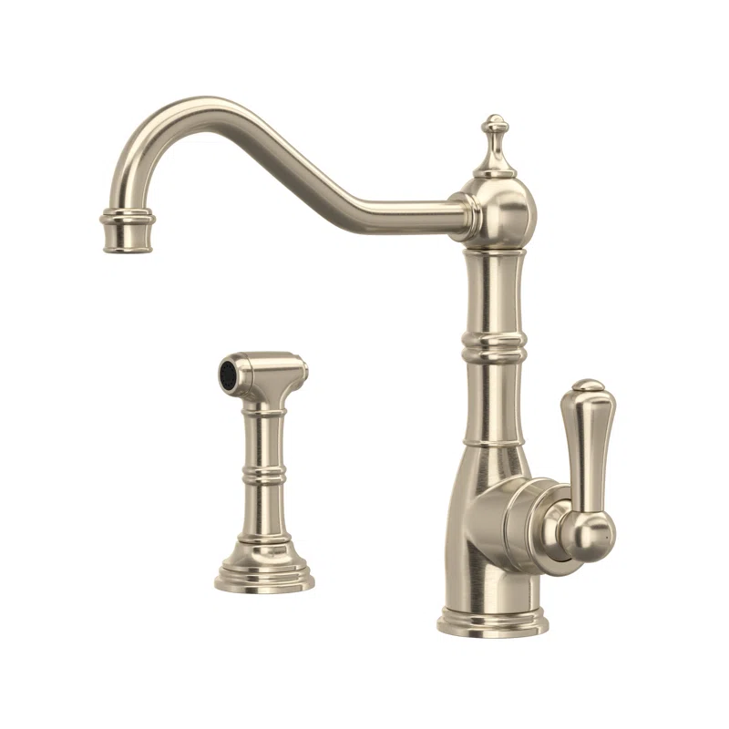 Elegant 11" Polished Nickel Kitchen Faucet with Side Spray