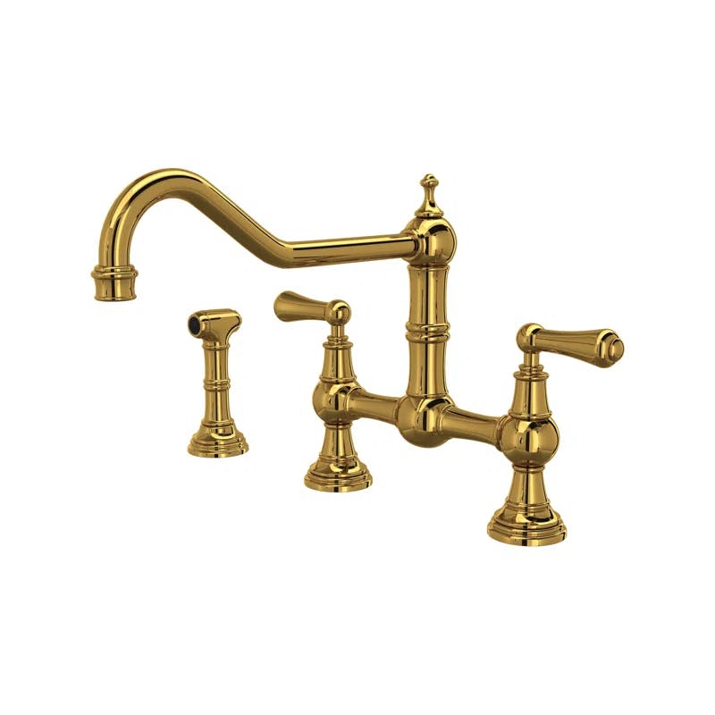 Classic Edwardian 10.5" Polished Nickel Kitchen Faucet with Side Spray