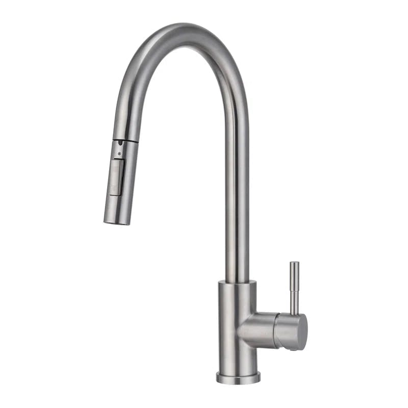 Elegant Brushed Nickel High-Arc Kitchen Faucet with Pull-Out Spray