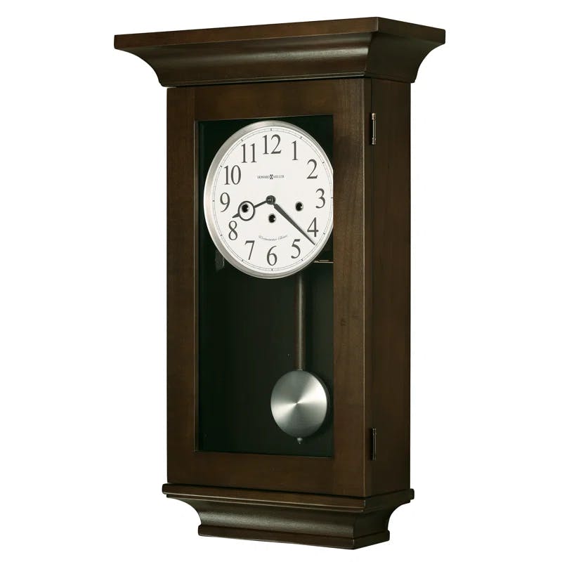 Oversized Contemporary Espresso Wooden Wall Clock with Nickel Pendulum