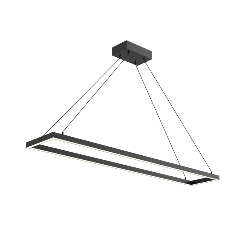Sleek Black Aluminum LED Rectangular Pendant Light, 47.25 in