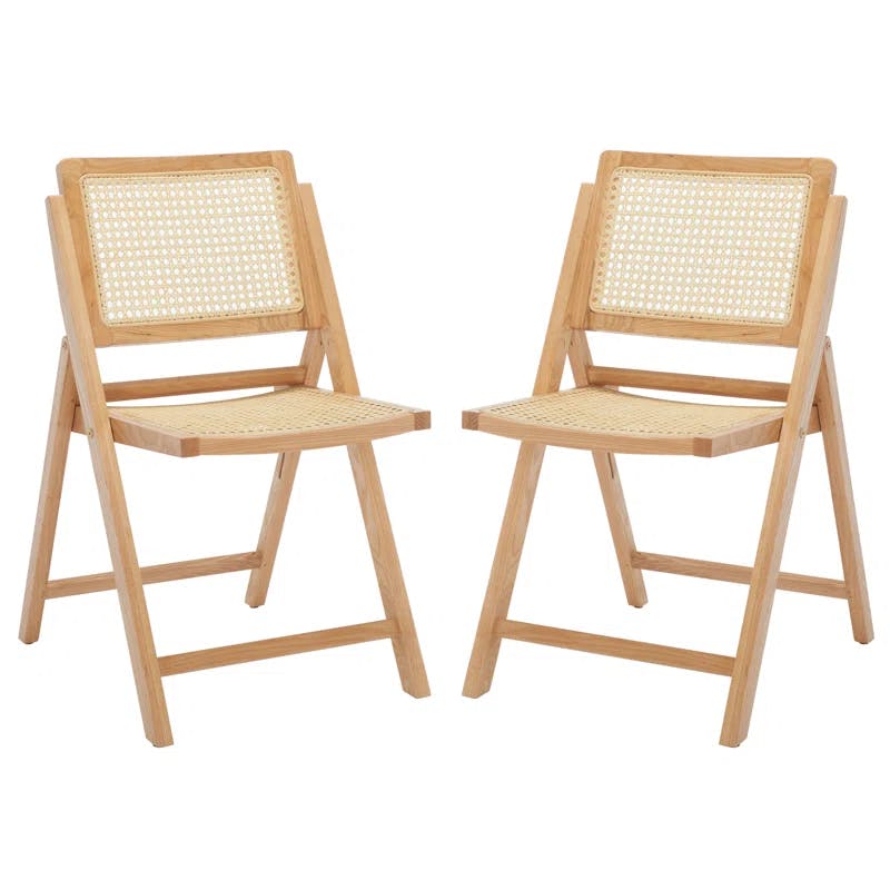 Desiree Natural Ash Wood and Rattan Folding Dining Chair