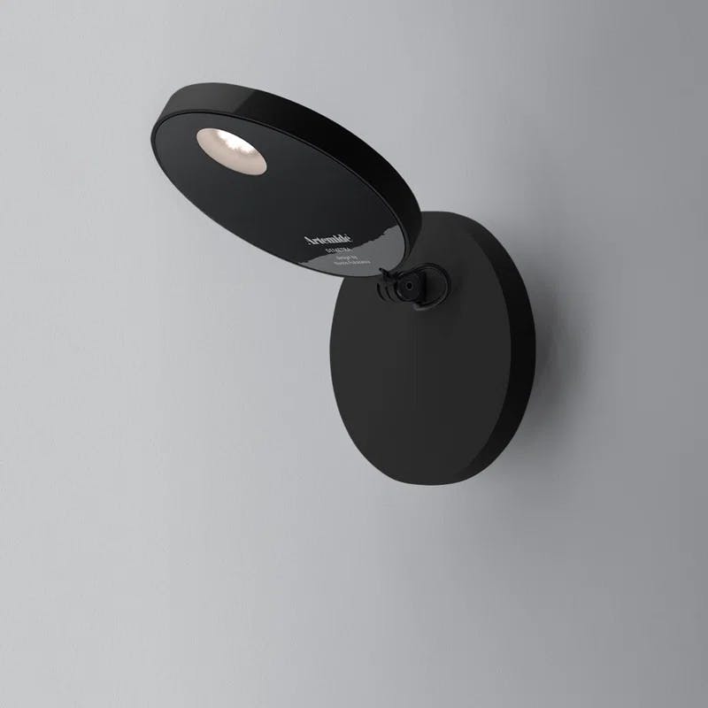 Matte Black Dimmable Aluminum Sconce with White Metal Shade