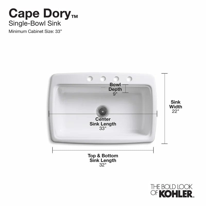 Cape Dory Biscuit 33" Cast Iron Single-Bowl Top-Mount Kitchen Sink