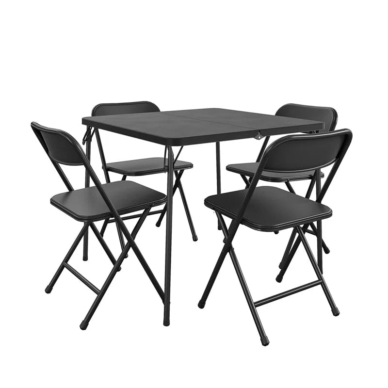 Cosco 5-Piece Black Resin Folding Table & Chair Set for Indoor/Outdoor