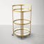 Hause 21" Round Brass and Glass Bar Cart with Storage