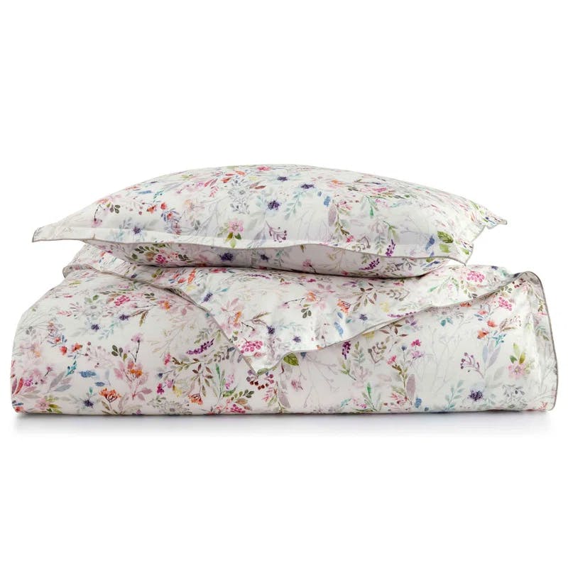 Chloe Floral Percale King Duvet Cover in Bright Cotton