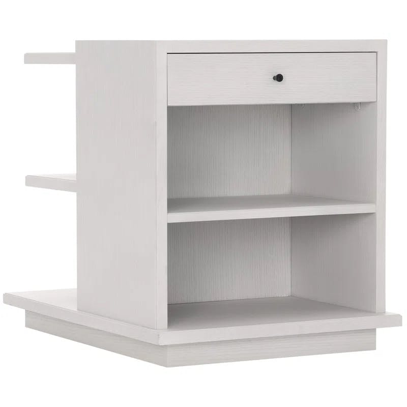 Arnette White Solid Wood Rectangular End Table with Storage