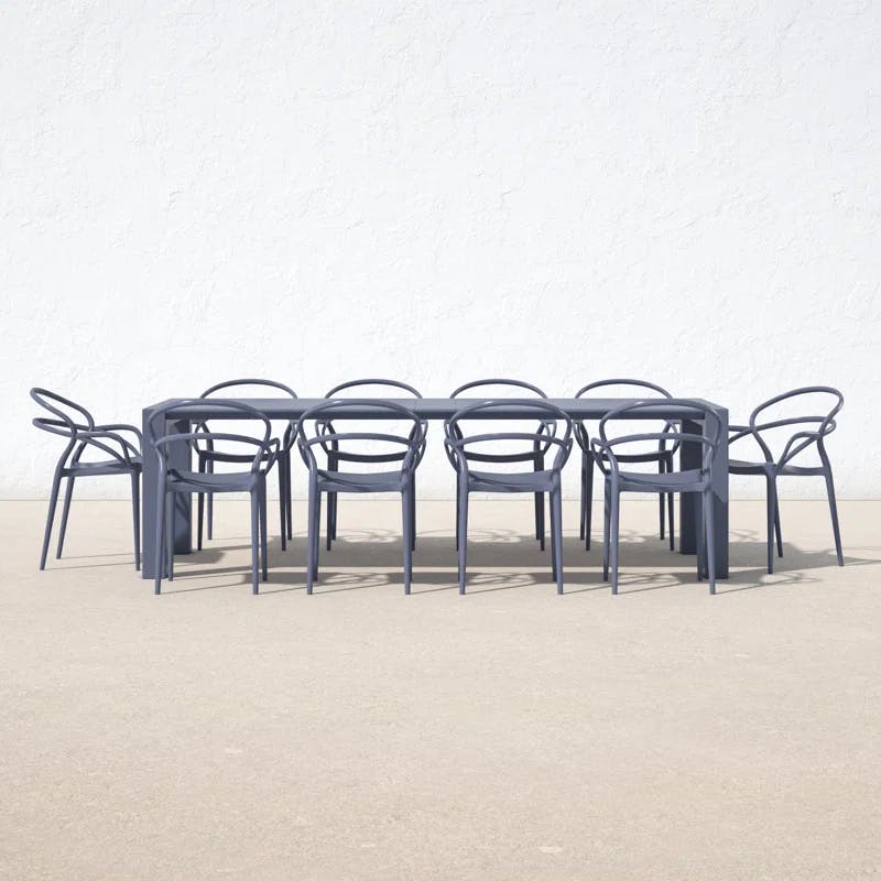 Mila Dark Gray Extendable 11-Piece Outdoor Dining Set
