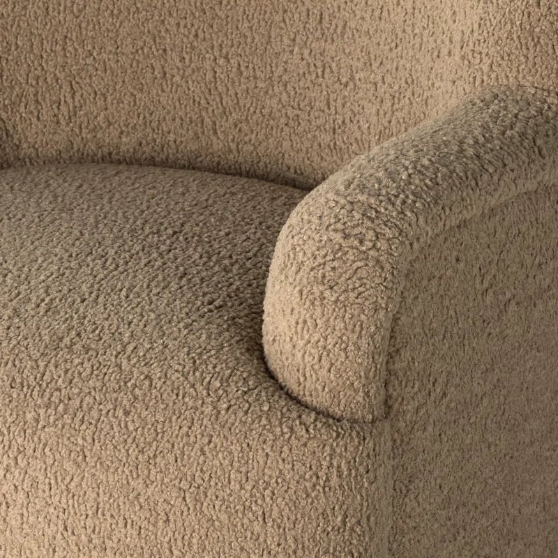 Luxurious Camel Sheepskin Accent Chair with High Sculpted Back