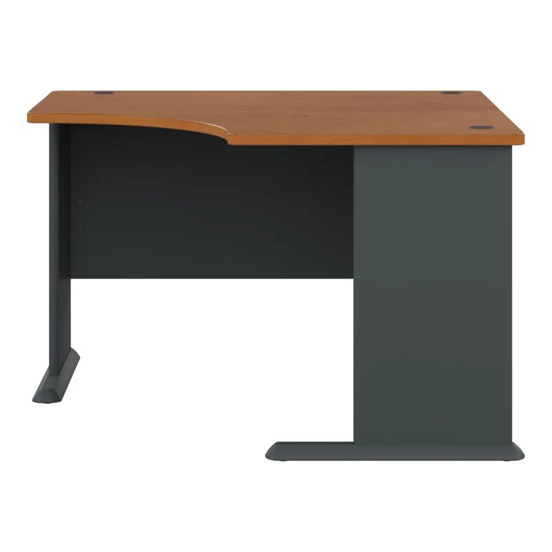 Natural Cherry & Slate Contemporary Corner Desk with Cable Management