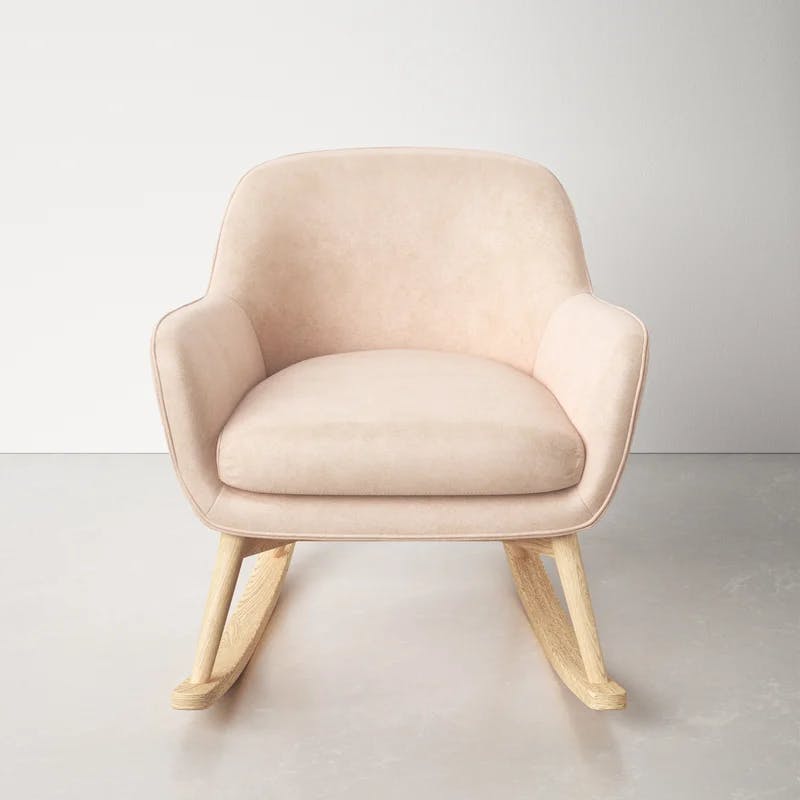 Enchant Pink Velvet Quinley Mid-Mod Rocking Chair