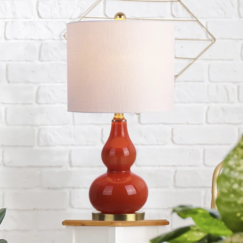 Galliano Double Gourd 20.5" Orange Glass Table Lamp with Cotton Shade