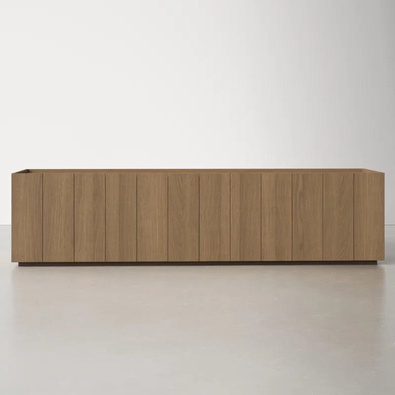 Plank 72'' Natural Solid Oak Media Console with Cabinets