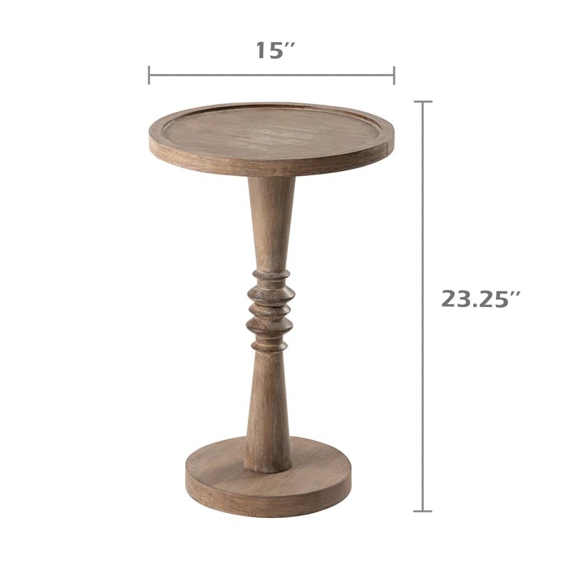 Farmhouse Rustic Distressed Wood Round Pedestal Drinking Table