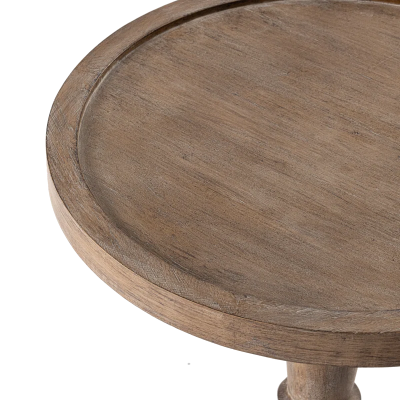 Farmhouse Rustic Distressed Wood Round Pedestal Drinking Table