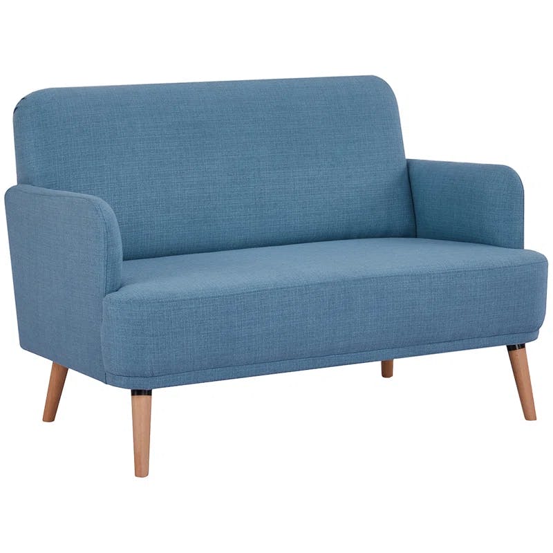 Cozy Blue Linen 48" Loveseat for Small Spaces