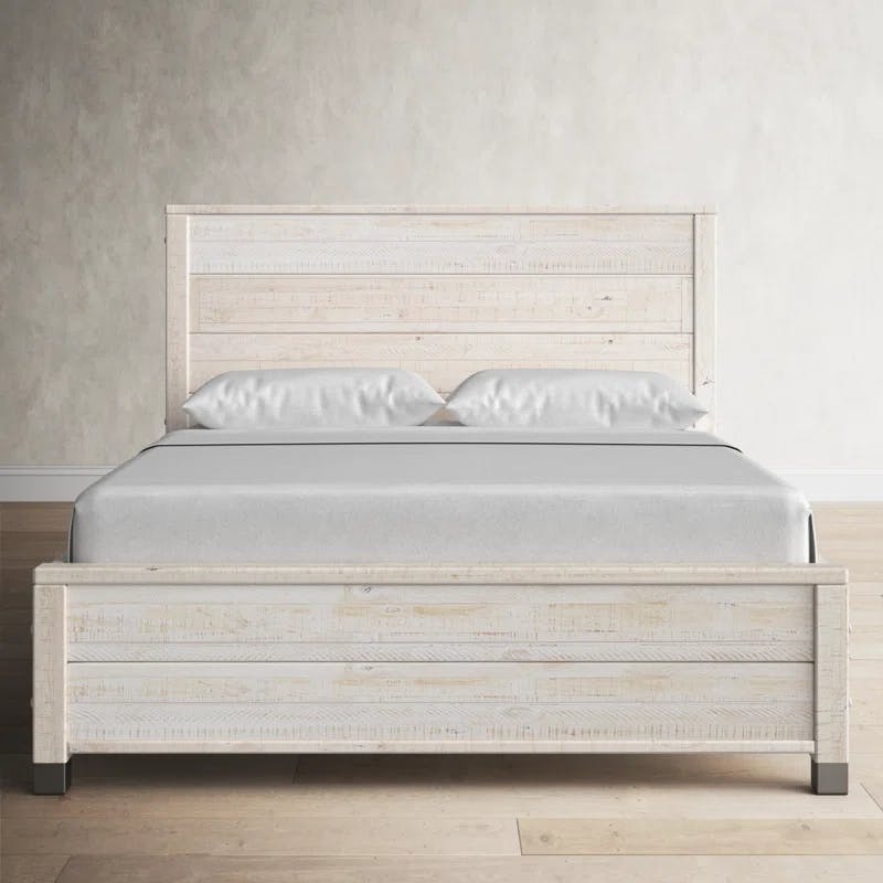 Baja Queen-Sized Rustic Pine Wood Platform Bed with Slatted Foundation