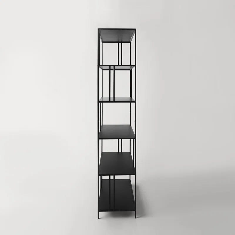 Industrial Blackened Bronze 5-Tier Staggered Bookcase