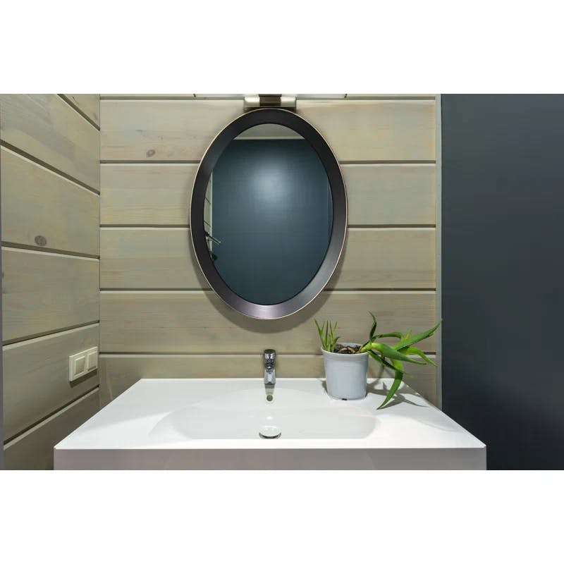 Porchella 16.5" x 13" Metal Oval Decorative Wall Mirror