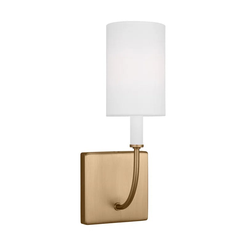 Greenwich Satin Brass Dimmable Cylinder Wall Sconce with Linen Shade