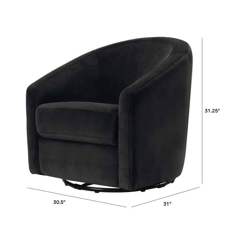 Luxurious Black Velvet Handcrafted Swivel Glider Chair