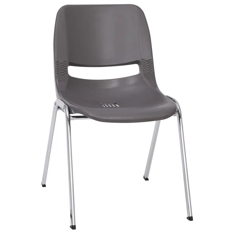 ErgoComfort 880 lb. Gray Ergonomic Stackable Chair with Chrome Frame