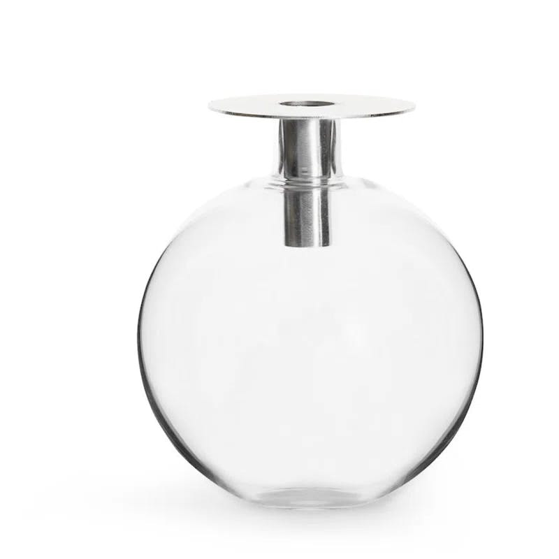 Sagaform Clear Silver Mouthblown Glass Table Bud Vase
