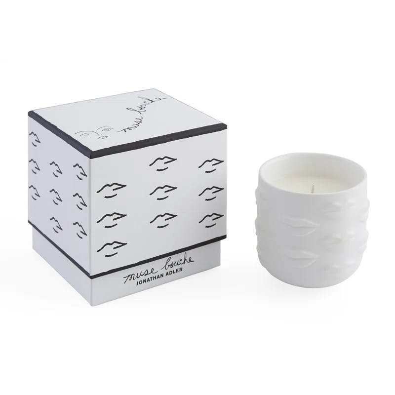 Elegant White Soy Scented Candle in Porcelain Jar, Woodsy Citronella Aroma