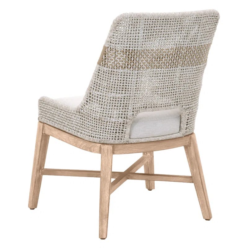 Natural Gray Mahogany Side Chair with Taupe & White Rope Upholstery