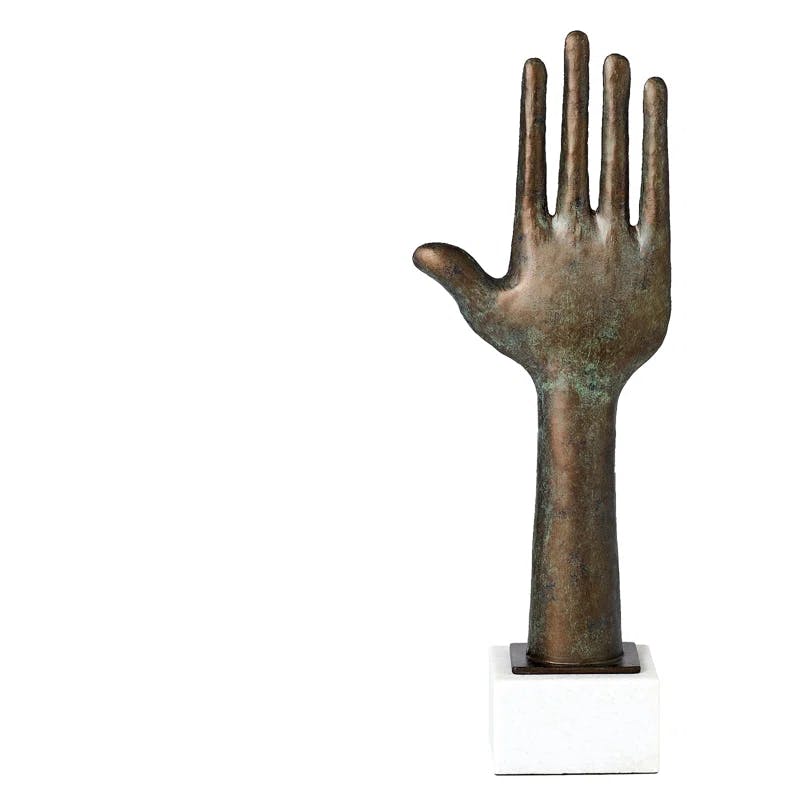 Verdi Timeless Metal Hand Sculpture with Marble Base