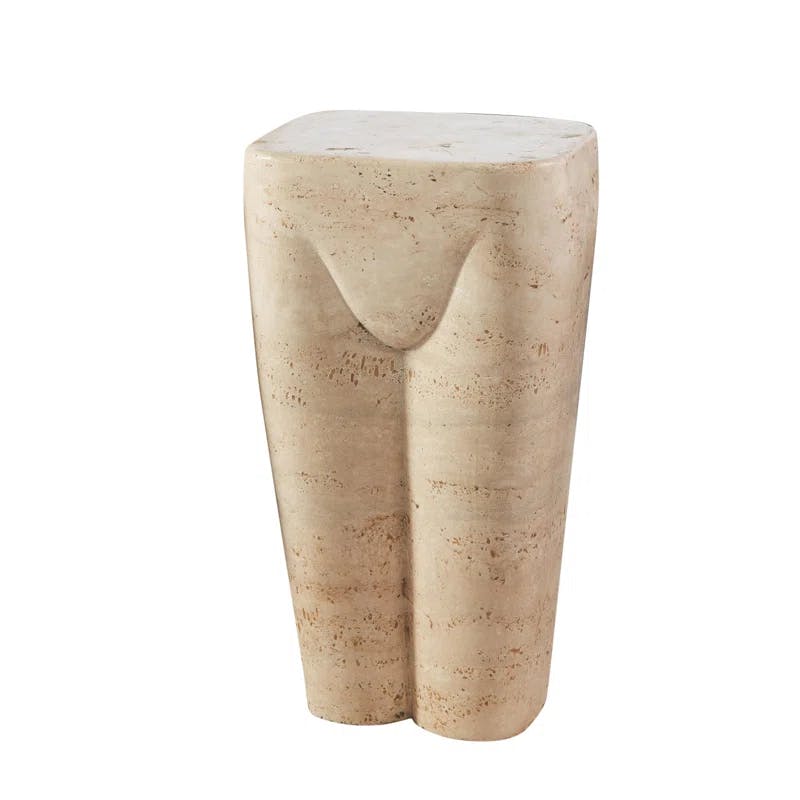 Chic Femme Form 20" Travertine Stool in Honed Finish