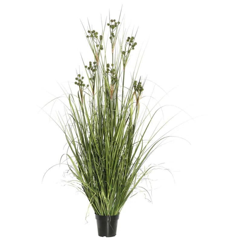 Lifelike Lush Faux Grass Potted Plant, 36" Green