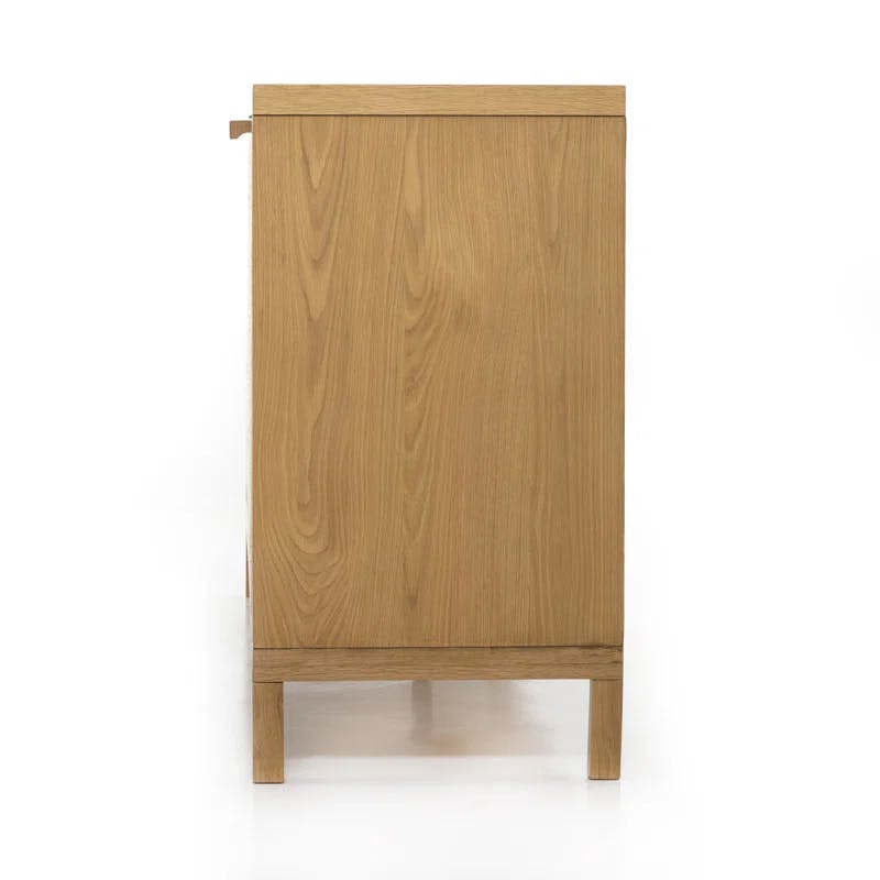 Allegra 69'' Honey Oak Veneer Sideboard with Natural Cane Paneling
