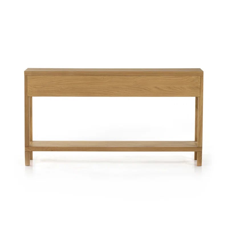 Allegra Honey Oak Veneer Console Table with Cane Drawers