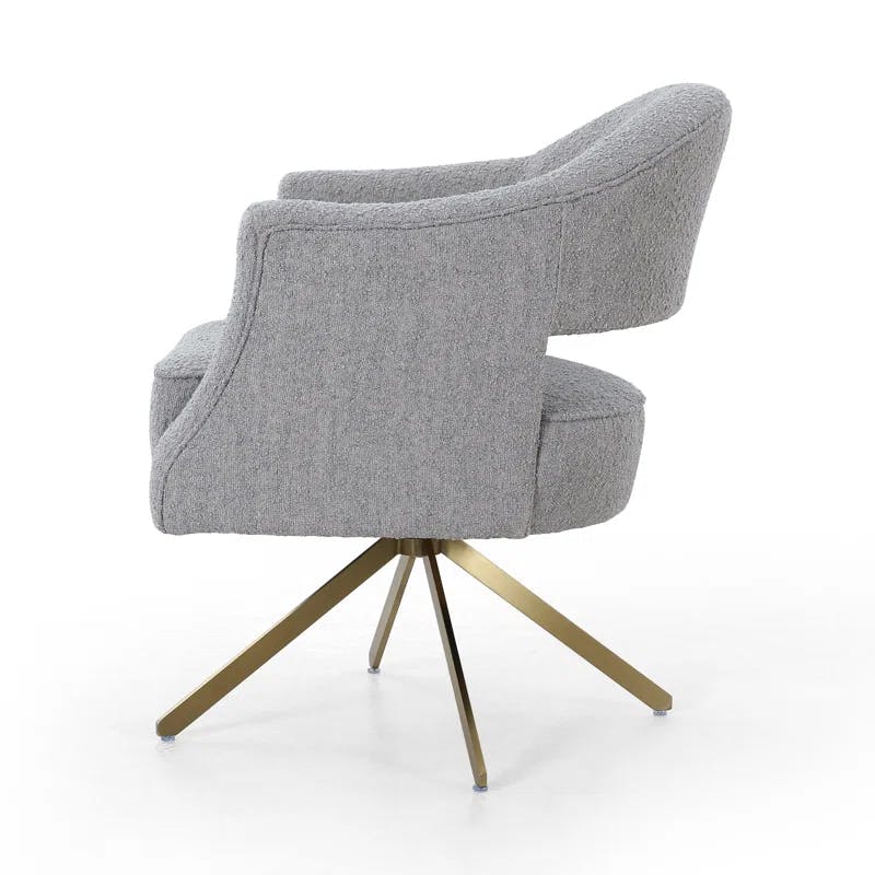 Adara Modern Dove Grey Leather Task Chair with Brass Legs