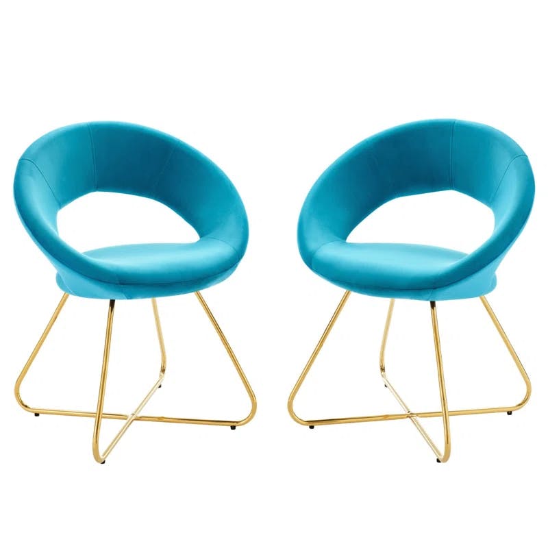 Elysian 22" Gold-Blue Velvet Upholstered Side Chair