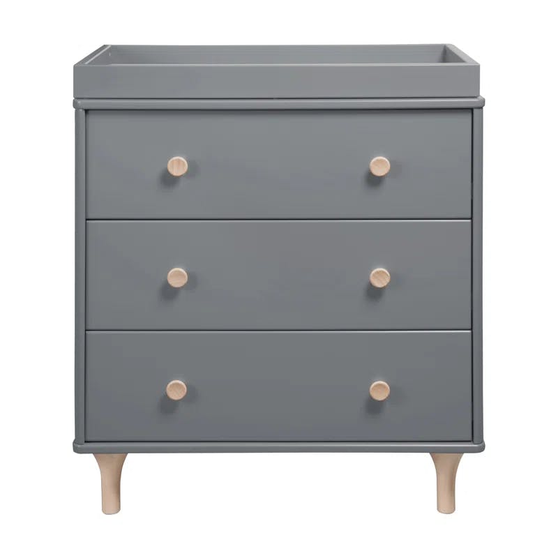 Lolly 3-Drawer Gray and Natural Pine Dresser with Changing Top