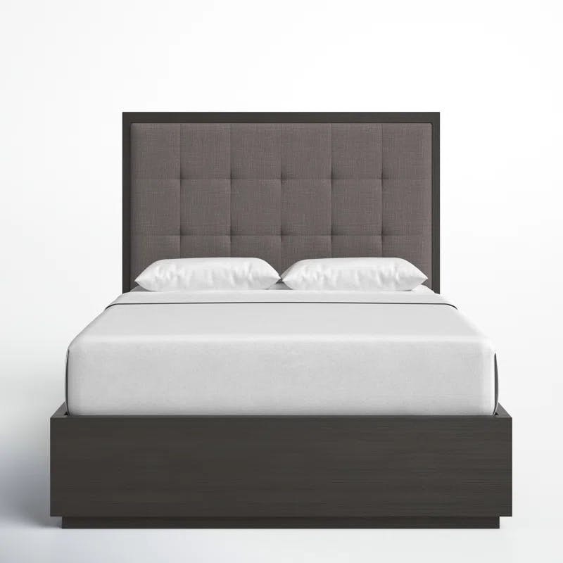 Modern Oxford Queen Bed with Tufted Upholstered Headboard and Storage