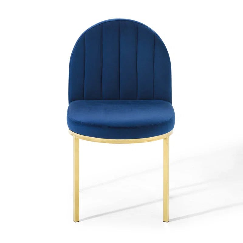 Isla Vintage Gold Navy Velvet Upholstered Side Chair