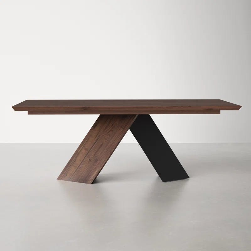 Contemporary Axio 80'' Brown and Black Solid Wood Dining Table