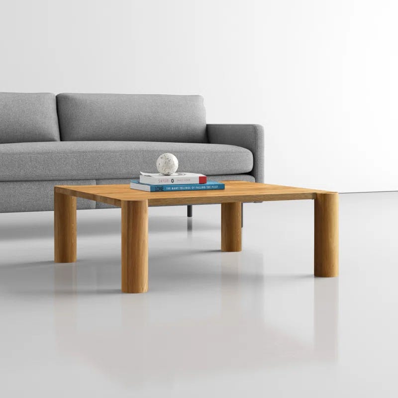 Post 36'' Natural White Oak Solid Wood Low-Slung Coffee Table