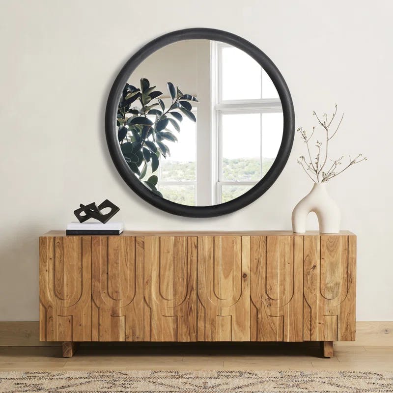 Charley 46" Smoked Acacia Wood Rectangular Dresser Mirror