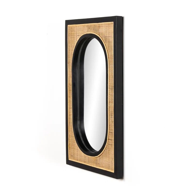 Contemporary Oval Wood & Gold Floor Mirror, 30x70 Inch