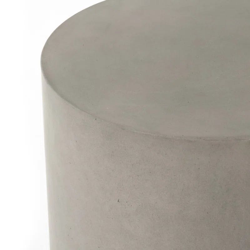 Contemporary Gray Concrete Round Side Table, 15.75"