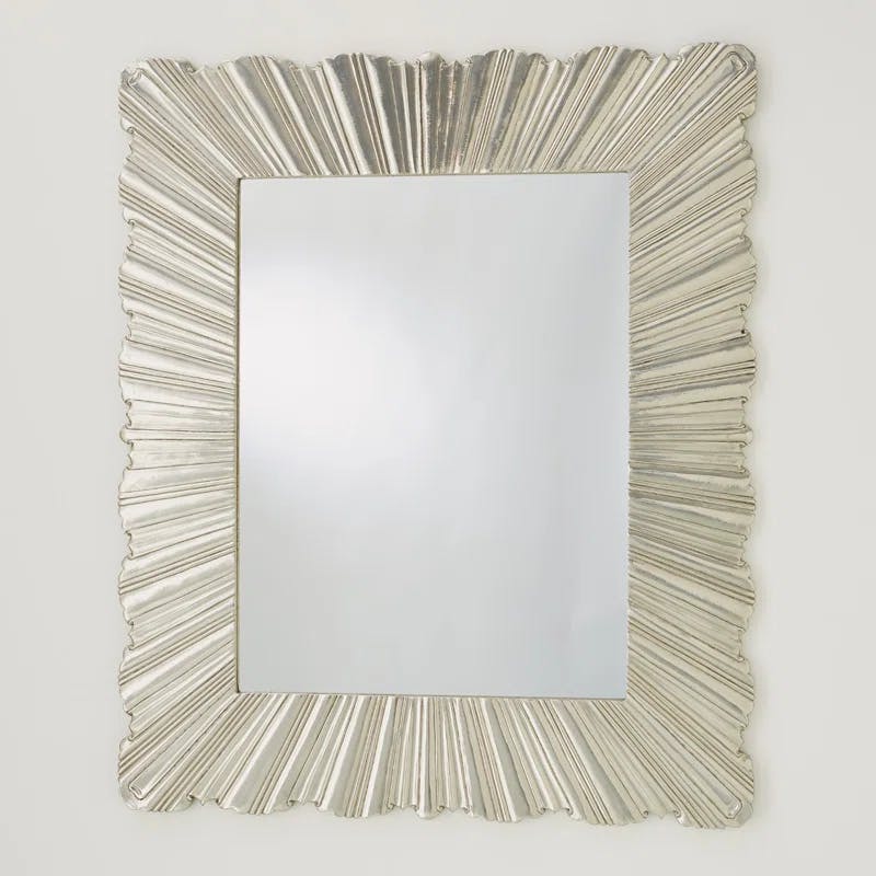 Linenfold Large Rectangular Silver Wood Composite Mirror 56"x47"