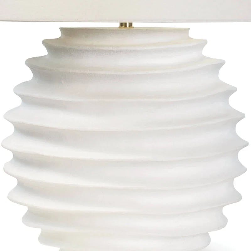 Regina White Linen Shade Steel Base Table Lamp with 3-Way Switch