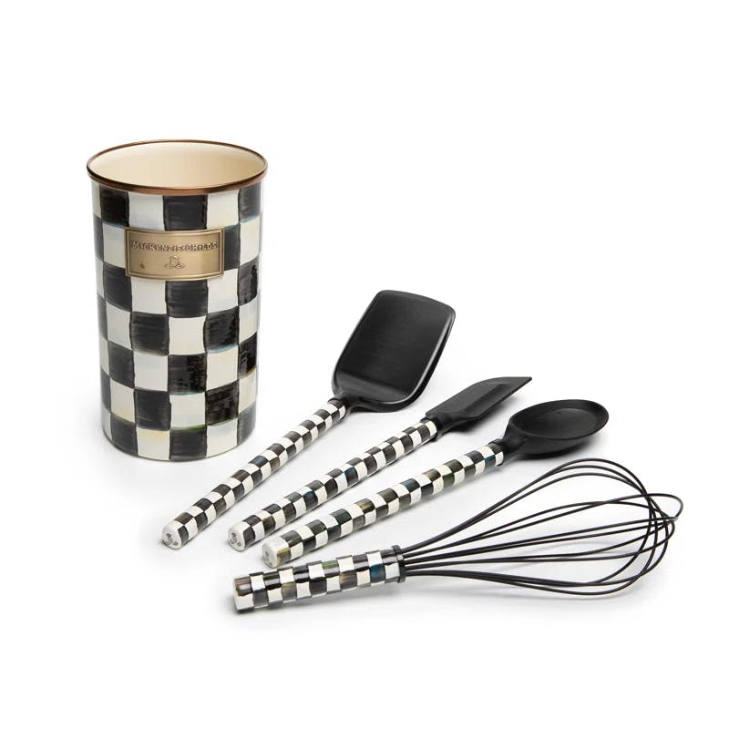Courtly Check 5-Piece Enamel and Stainless Steel Kitchen Utensil Set
