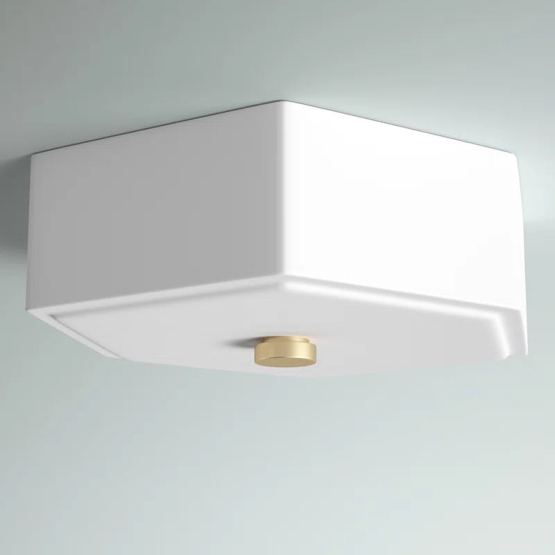 Lizzie Aged Brass and Polished Nickel 11" LED Glass Flush Mount